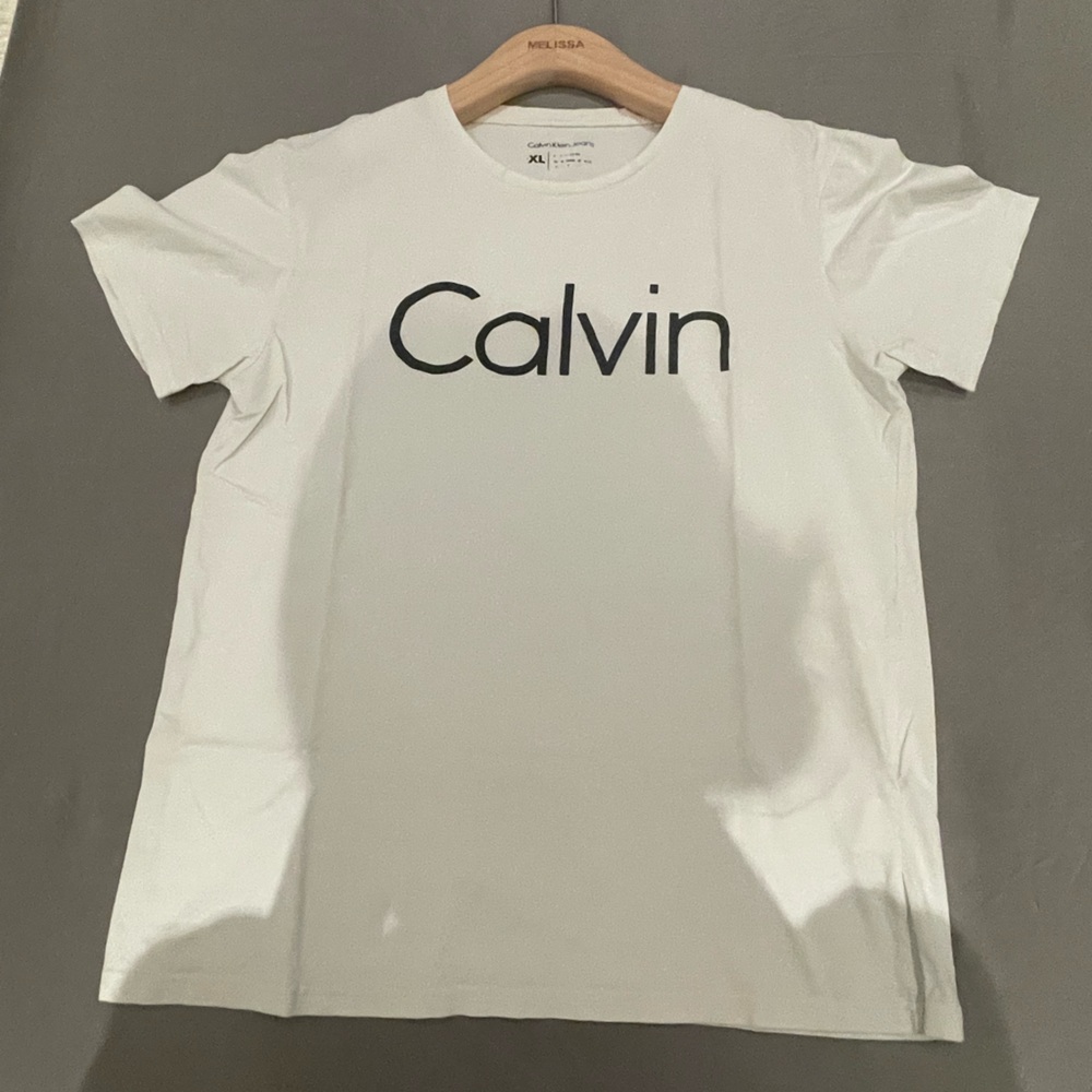 Calvin Klein Cream Tee with Logo